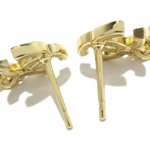 Auth CHANEL Coco - Orange Gold Clear Hardware Rhinestones Plastic Earrings - Picture 6 of 7